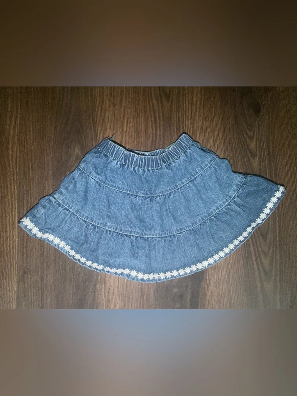 Vintage Y2K Embroidered Elmo & Zoe Embroidered Denim Skirt